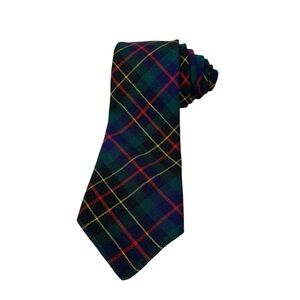 Brodie Tartan Tie Green, Red and Blue 100% Wool 4" Width Made in Scotland